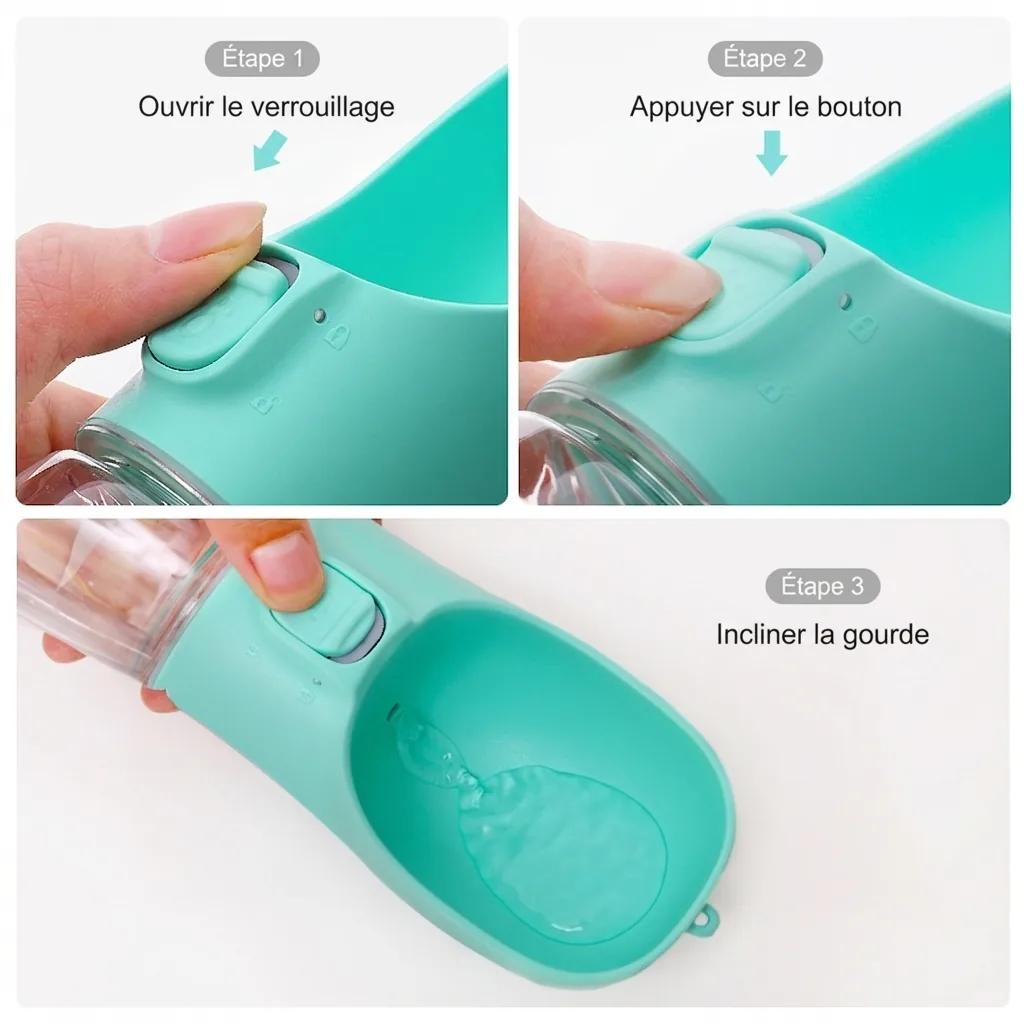 Bouteille d'Eau Portable 3-en-1 pour Chien - photo 3