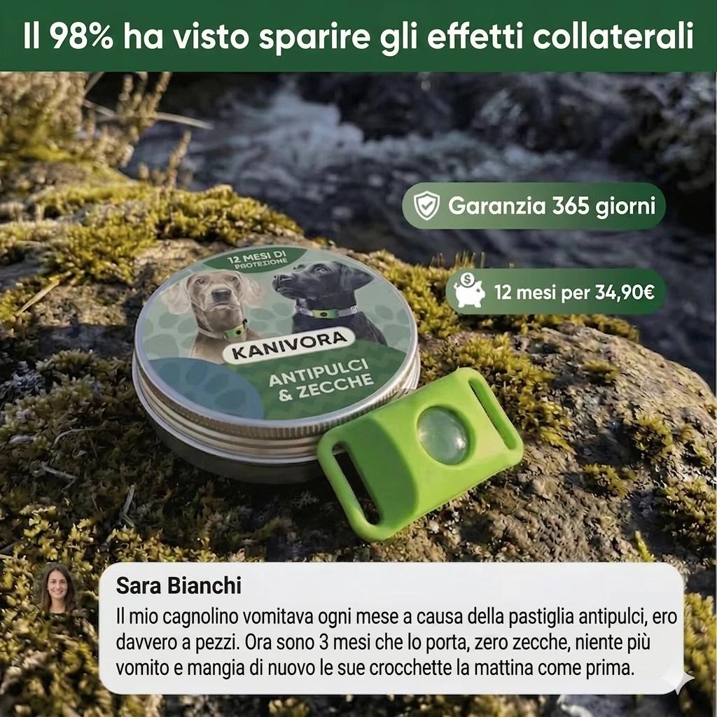 Ciondolo Antipulci Naturale — Protezione 12 Mesi per Cani